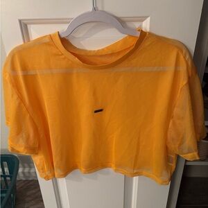 Bright Orange Mesh Crop Top